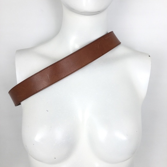 Vintage 90’s Another Line Inc. Brown Leather Belt Western Square Silver Buckle main image 4